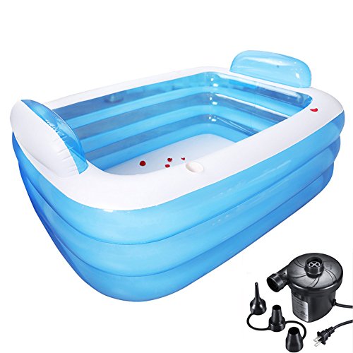 Bañera De Baño Inflable Plegable Gigante para Dos Personas SPA Adulto Bañera De Pie Cómoda Libre, Espesar La Bañera De Masaje Casero Remojo con La Bomba De Aire Eléctrica Respaldo Doble 260 litros