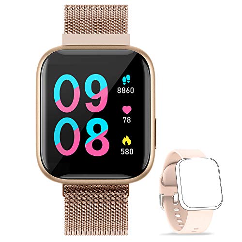 BANLVS Smartwatch Reloj Inteligente IP67 con Correa Reemplazable Pulsómetro, Monitor de Sueño, Presión Arterial, 1.4 Inch Pantalla Táctil Completa Reloj Inteligente para Mujer Hombre