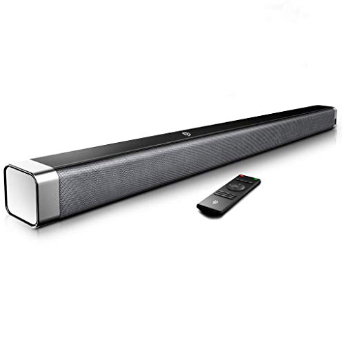 Barra de Sonido 2.0 Canales, Potencia 120dB, BOMAKER Tecnología DSP Subwoofer Incorporado + Bluetooth 5.0 para TV, Soporta Óptico, 3,5 mm Audio AUX, USB, para Cine en Casa, ODINE I, Negro-Gris