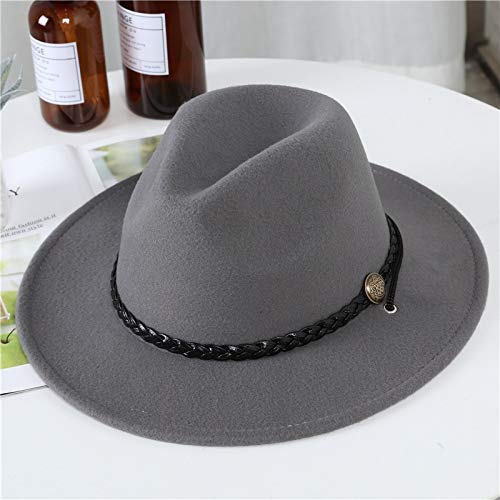 BASDW Inglaterra Sombrero de otoño e Invierno 2019 Marea cinturón de la Moda Masculina en Europa y América Sombrero de Lana látigo del Caballero del Sombrero (Color : Black, Size : M)