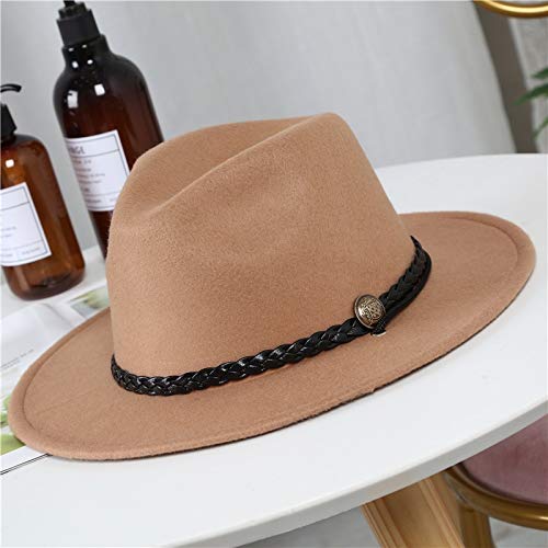 BASDW Inglaterra Sombrero de otoño e Invierno 2019 Marea cinturón de la Moda Masculina en Europa y América Sombrero de Lana látigo del Caballero del Sombrero (Color : Black, Size : M)