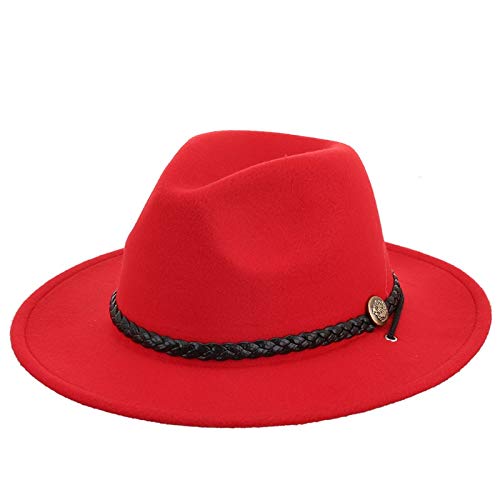 BASDW Inglaterra Sombrero de otoño e Invierno 2019 Marea cinturón de la Moda Masculina en Europa y América Sombrero de Lana látigo del Caballero del Sombrero (Color : Black, Size : M)