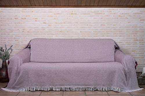 Basic Home Plaid/Foulard Multiusos - Cubre Cama - Sofa - Manta algodón Suave 230x270 cm Burdeos