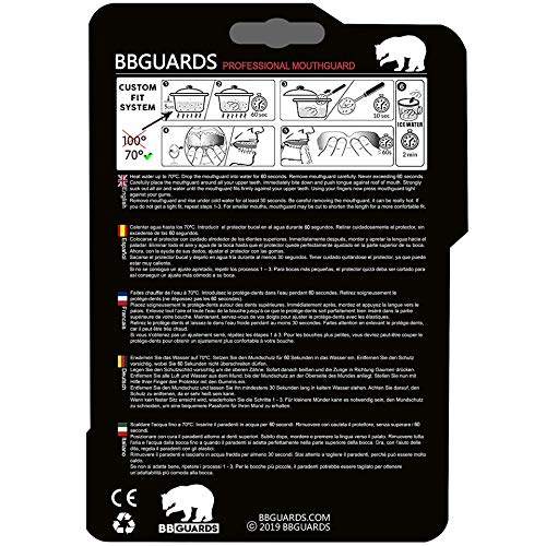 BBGuards Profesional Protector Bucal Boxeo/Protector de Encía - Deportes de Contacto, Boxeo, Rugby, MMA, Artes Marciales, Hockey, Jiu Jitsu.… (Blanco-Negro)