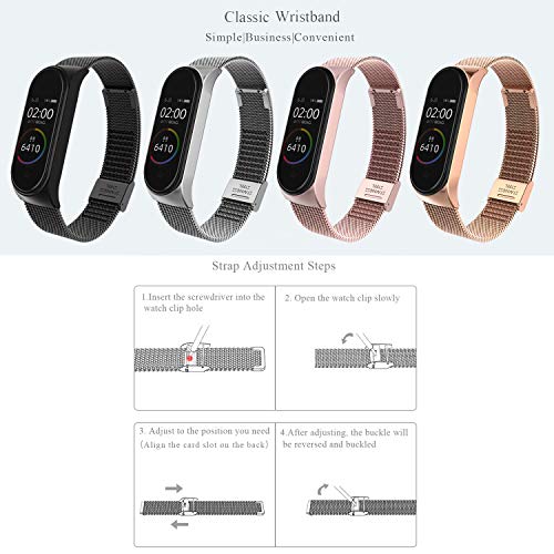 BDIG Correa Compatible Xiaomi Mi Band 4 Correas Metal,Pulsera de Acero Inoxidable Agradable para Mi Band 4 Correa (No Host)(Melan Oro Rosa)