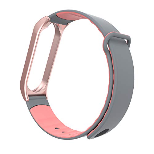 BDIG Pulsera Correas para Xiaomi Mi Band 3 Mi Band 4, Colorido Aleación Zinc Silicona Pulsera Impermeable Pulsera Correa para Xiaomi Mi Band 4 Mi Band 3 (Aleación Zinc Rosa)