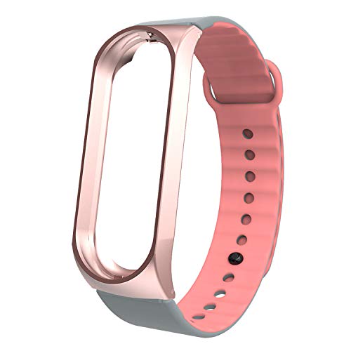 BDIG Pulsera Correas para Xiaomi Mi Band 3 Mi Band 4, Colorido Aleación Zinc Silicona Pulsera Impermeable Pulsera Correa para Xiaomi Mi Band 4 Mi Band 3 (Aleación Zinc Rosa)