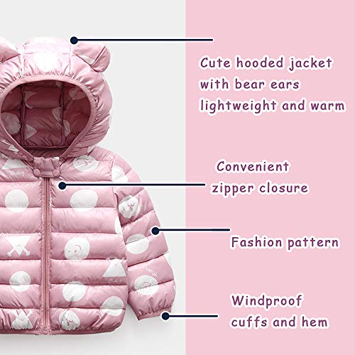 Bebé Chaqueta Invierno, Niños Niñas Abrigo con Capucha Traje de Nieve Manga Larga Outfits Calentar Warmer Regalos Ropa 4-5 años,Rosa