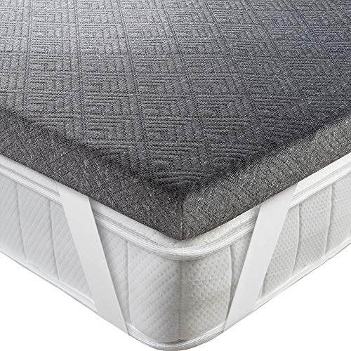 BedStory [Infusión de Bambú Topper Colchón 90x190x5cm con Infusión de Bambú, Antiácaros y Transpirable, Sobrecolchón Viscoelastico con Cubierta Desmontable y Lavable