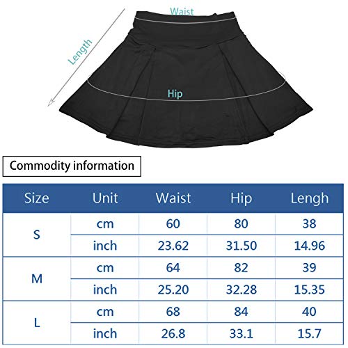BEIFON Falda Pantalón Deportiva de Tenis Falda Deportiva para Mujer Elástica Transpirable Falda Deportiva Pantalones Cortos Incorporados Skorts de Golf Pilates Fitness Correr Deporte Tenis (Negro, M)