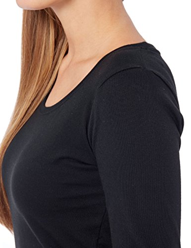 Berydale Camiseta de manga larga de mujer con cuello redondo, pack de 3, Negro/Blanco/Gris, S