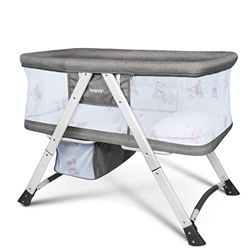 Besrey Cuna para bebé Cunas 2 en 1 Cunas de viaje Cunas plegables - Gris