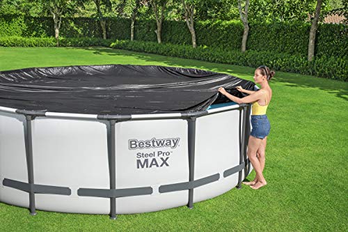 Bestway BW58038-19 Flowclear-Lona Protectora de PVC (diámetro de 470 cm, Steel Pro MAX Piscinas Hydrium Splasher Ø460 cm), Color Gris, Negro, 457 cm/ 460 cm