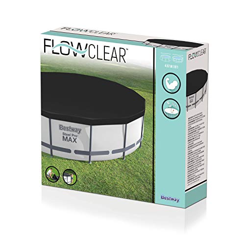 Bestway BW58038-19 Flowclear-Lona Protectora de PVC (diámetro de 470 cm, Steel Pro MAX Piscinas Hydrium Splasher Ø460 cm), Color Gris, Negro, 457 cm/ 460 cm