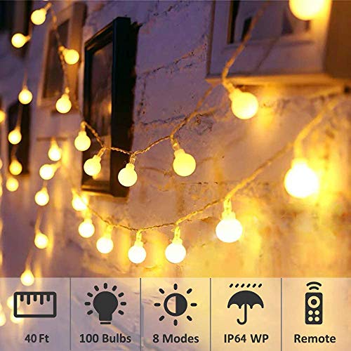 BETECK Guirnalda Luces, Luces de Cadena Impermeable 10M 100 LED 8 Modos Decorativas para Exterior, Interior, Jardines Fiesta de Navidad, Luz de Hadas Intensidad Regulable (Blanco)