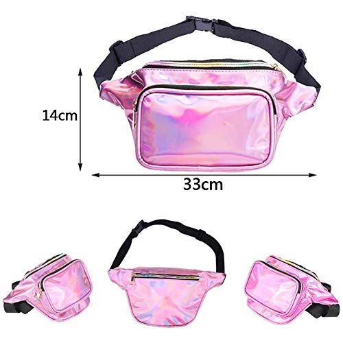 BETOY Riñonera Running Impermeable（Morado）Holograma Bolsa De Riñonera Cinturón Bolsa Cintura Paquete Deporte Deportiva Festival de Neón Glitter Brillante para Correr Fitness Senderismo Viajes Deporte