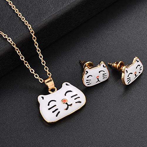 Beuya Conjuntos de Joyas para Mujer con Lindo Gato/Perro/Abeja/Unicornio Pendientes, Colgante y Collar Mejor Regalo Fiesta para Novia y Mujer (Gato)