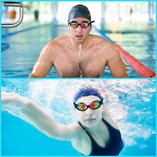 Bezzee Pro Gafas de Natación - gafas natacion antivaho Protección UV con Estuche de Almacenamiento – Herméticas y Correa de Silicona Ajustables para Adultos, Hombres, Mujeres, Jóvenes – Puente Nasal