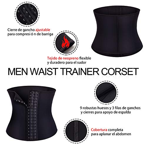 Bingrong Faja Reductora Adelgazante Hombres Faja Reductora Cinturón Lumbar Abdomen Ajustable para Deporte Fitness Efecto Sauna para la Quema de Grasa (Negro, S)