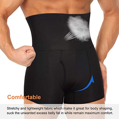 Bingrong Fajas Pantalones Braga Moldeadora Abdomen Hombre Boxers Calzoncillos Moldeador Orificio Fitness Ropa Interior Negra Elástico Shapewear for Men Faja Reductora Adelgazante (Negro, Small)