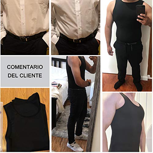 Bingrong Ropa Adelgazante Hombre Fajas Reductoras Adelgazantes Hombre Camiseta de Compresión Chaleco Faja Hombre Camiseta Faja Waist Trainer Hombre (Negro, Large)