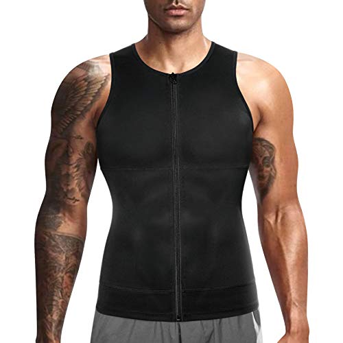 Bingrong Ropa Adelgazante Hombre Fajas Reductoras Adelgazantes Hombre Camiseta de Compresión Chaleco Faja Hombre Camiseta Faja Waist Trainer Hombre (Negro, Large)