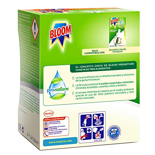 Bloom ProNature Difusor Eléctrico Líquido 1 Aparato + 2 Recambios