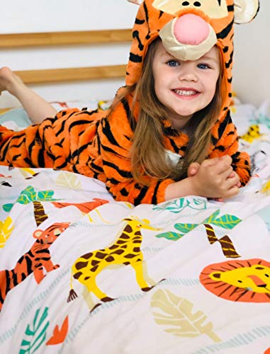 Bloomsbury Mill - Juego de Cama para niño - Funda nórdica y Funda de Almohada 135cm x 200cm -Aventura en el Safari - Animales de la Selva