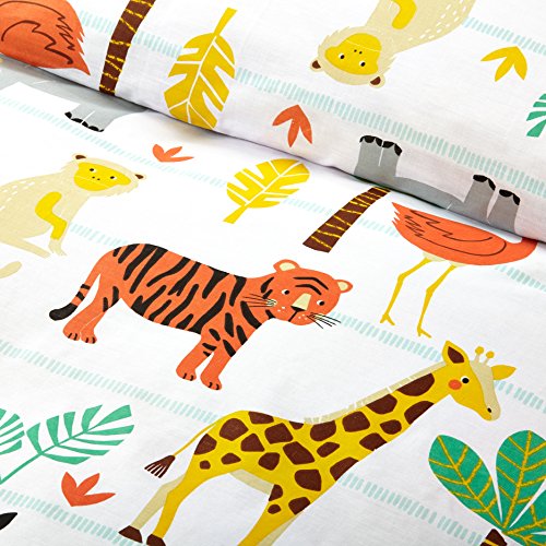 Bloomsbury Mill - Juego de Cama para niño - Funda nórdica y Funda de Almohada 135cm x 200cm -Aventura en el Safari - Animales de la Selva