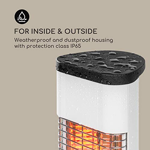 blumfeldt Heat Guru Plus In & out - Calefactor, Interiores/Exteriores, Infrarrojos, Calentador de Carbono, Potencia de 1.200 W, 3 Niveles, Temporizador, Protección IP65, Mando a Distancia, Blanco