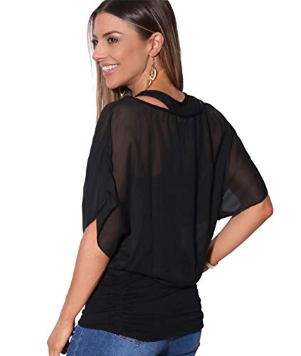 Blusas Camisas Mujer Elegante Grande Top Bonita Fiesta Transparente Juvenil Tallas Grandes Fiesta Moda, (Negro (3559), 36 EU (08 UK)), 3559-BLK-08