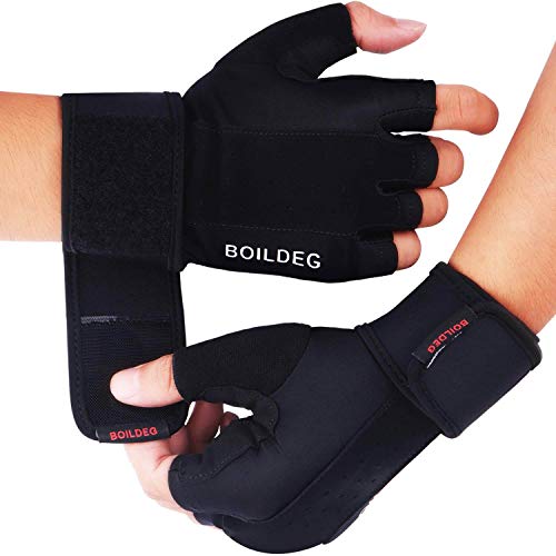 boildeg Guantes Gimnasio Hombre Mujer,Guantes Pesas Gym Guantes Fitness Transpirable con Protección Completa de Muñeca y Palma para Crossfit Levantamiento de Pesas Musculación (Negro, L)