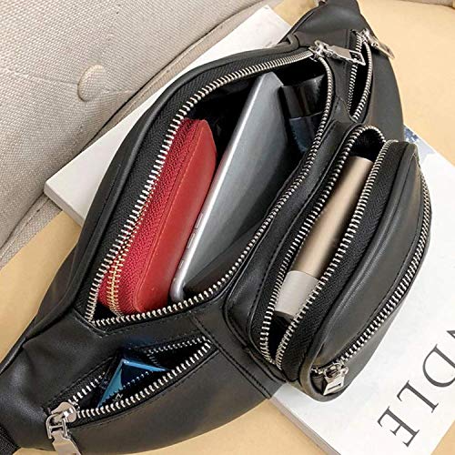 Bolsa de Cintura Riñonera Deportiva para Mujer y Hombre, Riñonera Cuero Cintura Riñonera Running Impermeable Billetero Bolso Cruzado Bolso de Hombro Monedero Cartera Dinero Celular Funda Bandolera