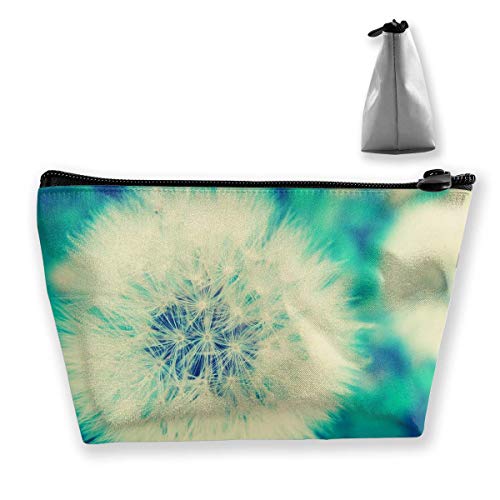 Bolsa de Maquillaje Cosmética Diente de león Flor Hierba Bolsa de cosméticos portátil Bolsa de Almacenamiento Trapezoidal móvil Bolsas de Viaje con Cremallera