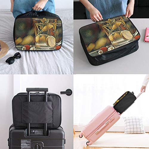 Bolsa de viaje plegable N/B de moda, ligera, de gran capacidad, portátil, bolsa de equipaje (agua, bebida, desintoxicación, desintoxicación, agua), 15 pulgadas × 6 pulgadas × 11 pulgadas