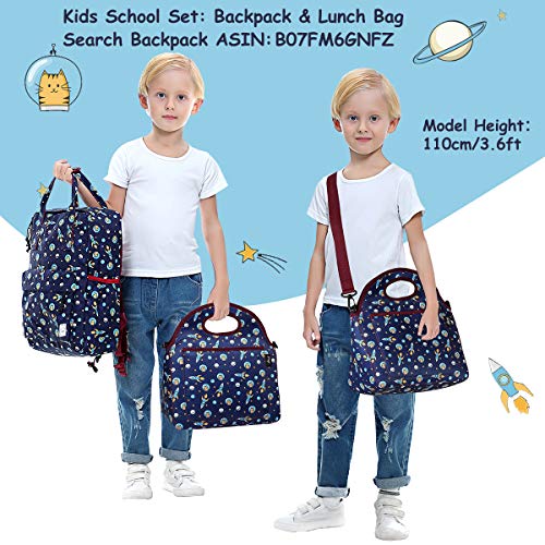 Bolsa Termica Comida para Infantil, KASGO Neopreno Astronauta Bolsa Térmica Niño Bolsa porta Alimento Escuela Bolsa para Picnic Térmica con Bolsillo Frontal y Correa de Hombro Ajustable Desmontable