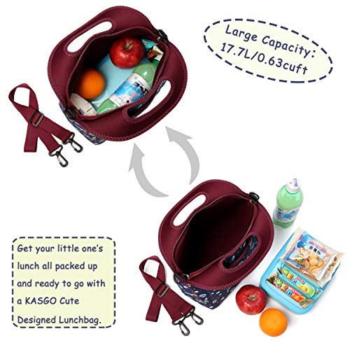 Bolsa Termica Comida para Infantil, KASGO Neopreno Astronauta Bolsa Térmica Niño Bolsa porta Alimento Escuela Bolsa para Picnic Térmica con Bolsillo Frontal y Correa de Hombro Ajustable Desmontable