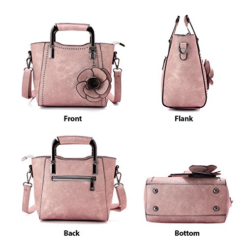 Bolsas con asa Superior, JOSEKO Bolso Cruzado Retro del Bolso de Rose del Cuero de Las Mujeres Mini Mini Crossbody