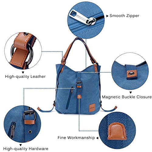 Bolso Mochilas Mujer Casual Vendimia, JOSEKO Niña Lona Multifuncional Antirrobo Bolso de Cuero de Gran Capacidad Bolsas de Viaje para Cualquier Ocasión