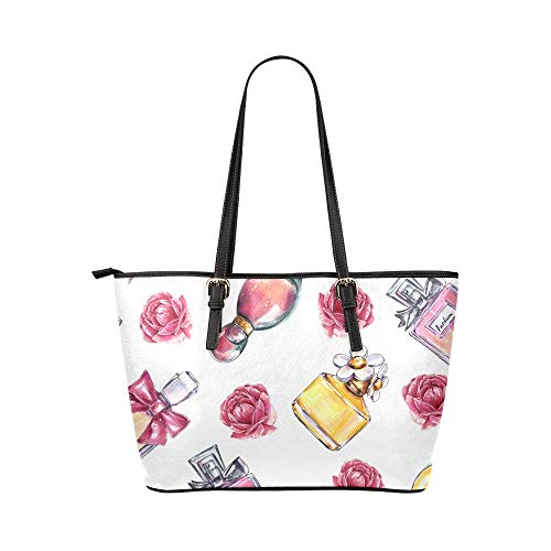 Bolsos de mujer para mujer Perfume romántico Bolso de mano de cuero de perfume colorido retro Bolso de mano Bolsos con cremallera Organizador de hombro para dama Niñas Bolso de almuerzo para