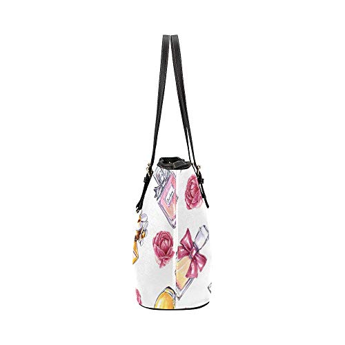 Bolsos de mujer para mujer Perfume romántico Bolso de mano de cuero de perfume colorido retro Bolso de mano Bolsos con cremallera Organizador de hombro para dama Niñas Bolso de almuerzo para