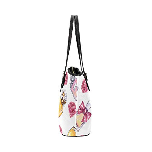 Bolsos de mujer para mujer Perfume romántico Bolso de mano de cuero de perfume colorido retro Bolso de mano Bolsos con cremallera Organizador de hombro para dama Niñas Bolso de almuerzo para