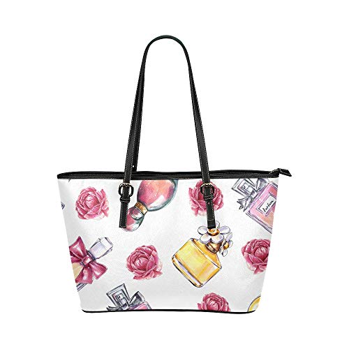 Bolsos de mujer para mujer Perfume romántico Bolso de mano de cuero de perfume colorido retro Bolso de mano Bolsos con cremallera Organizador de hombro para dama Niñas Bolso de almuerzo para