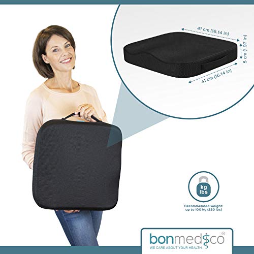 Bonmedico Cojín Comfort, Cojín de Asiento Ergonómico para un Mejor Confort de Asiento, Cojín de Asiento de Espuma de Memoria Innovadora, Cojín de Asiento de Uso Universal.