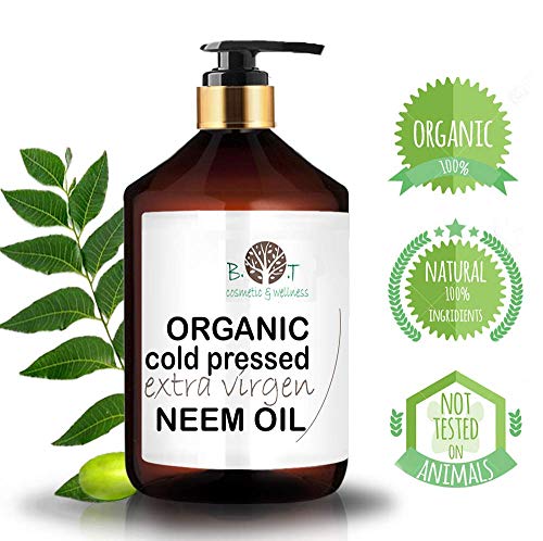 B.O.T cosmetic & wellness Aceite de Neem Virgen Prensado en Frío Primera Presión 100% Puro Bio Aceite Vegetal Non Refinado (500 ml) Azadirachtin 3123.32 ppm.