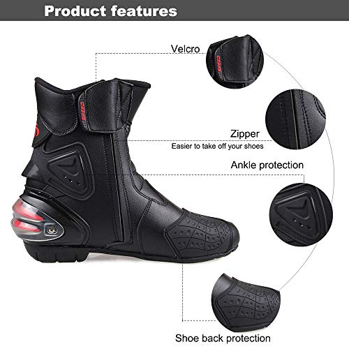 Botas de motocicleta LKN, con protección de tobillo, para carreras, rojas