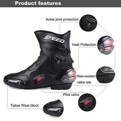 Botas de motocicleta LKN, con protección de tobillo, para carreras, rojas