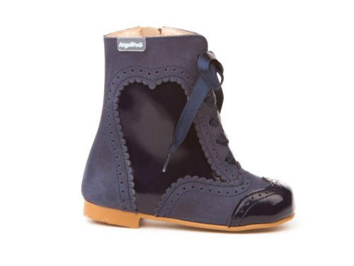 Botas Pascualas Charol-Napa para Niñas Todo Piel mod.1000. Calzado Infantil Made in Spain, Garantia de Calidad. (26, Azul Marino)