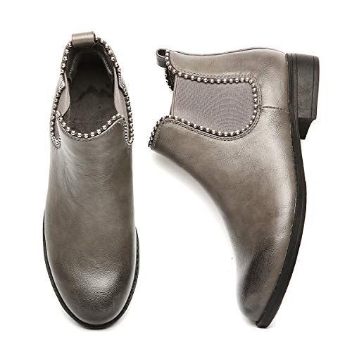 Botines Chelsea para Mujer,gracosy 2019 Otoño e Invierno Cómodo Clásico Simple Botas de Hebilla Botas de Nieve Desplazamientos Vacaciones Compras Ocio,Negro Gris Marrón