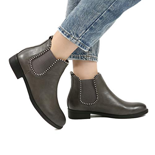 Botines Chelsea para Mujer,gracosy 2019 Otoño e Invierno Cómodo Clásico Simple Botas de Hebilla Botas de Nieve Desplazamientos Vacaciones Compras Ocio,Negro Gris Marrón